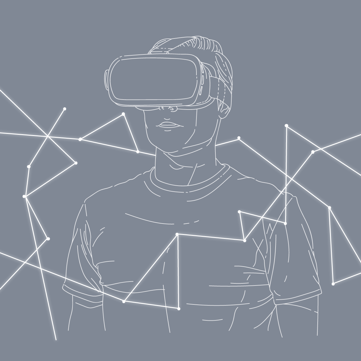 Boy with virtual reality headset illustration