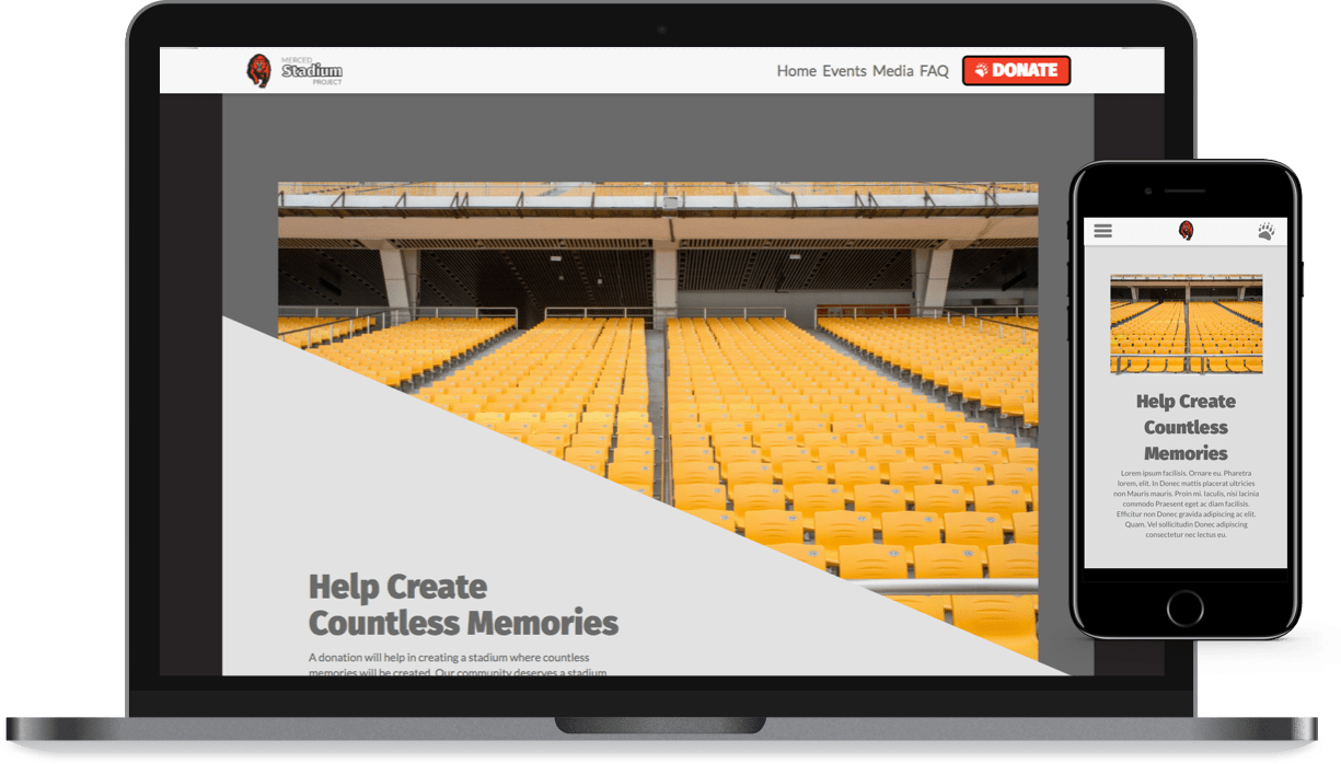 Merced Stadium Project web screenshots
